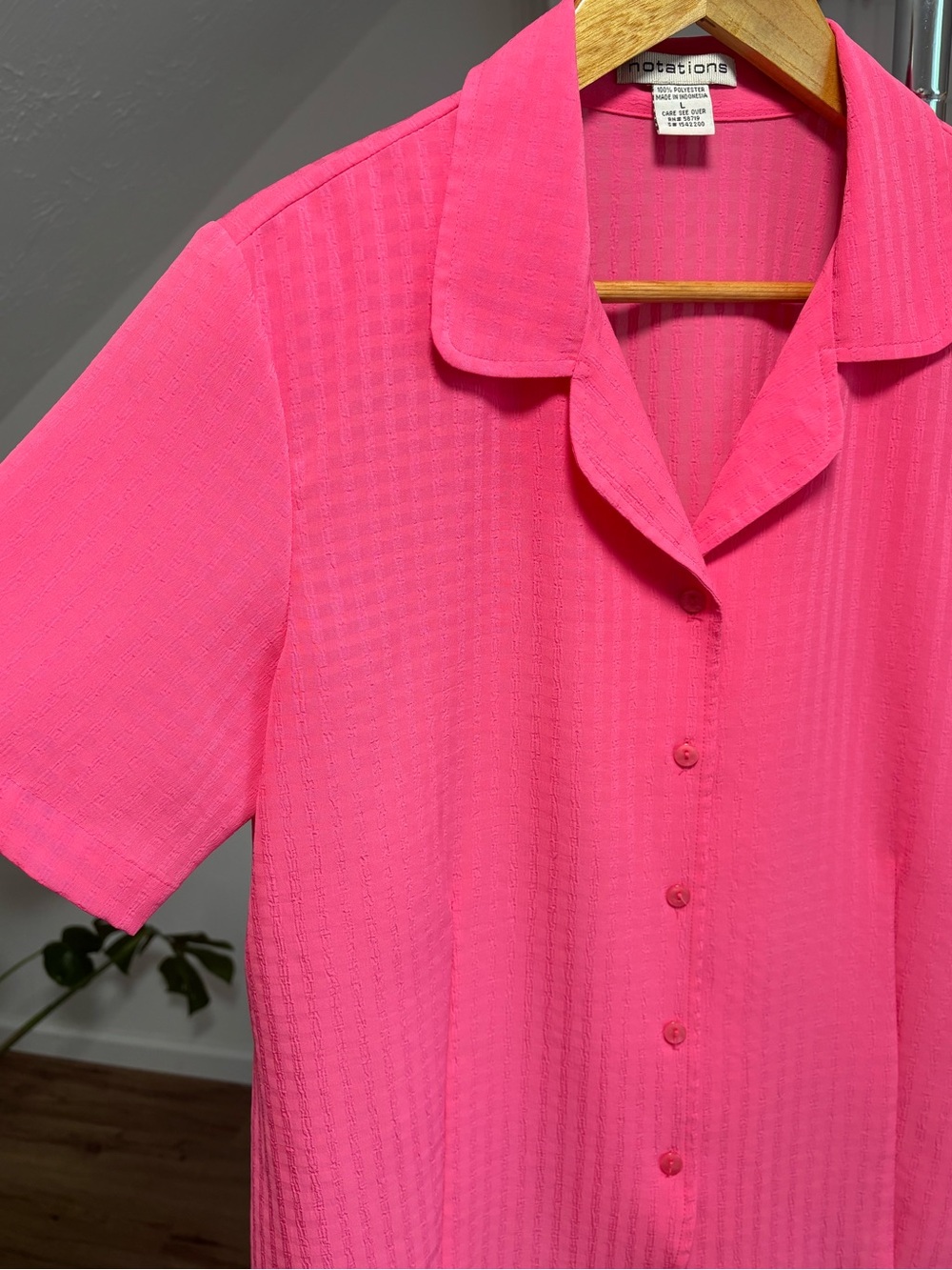 vintage lightweight granny chic camp collar button down, size large - Picture 2 of 9